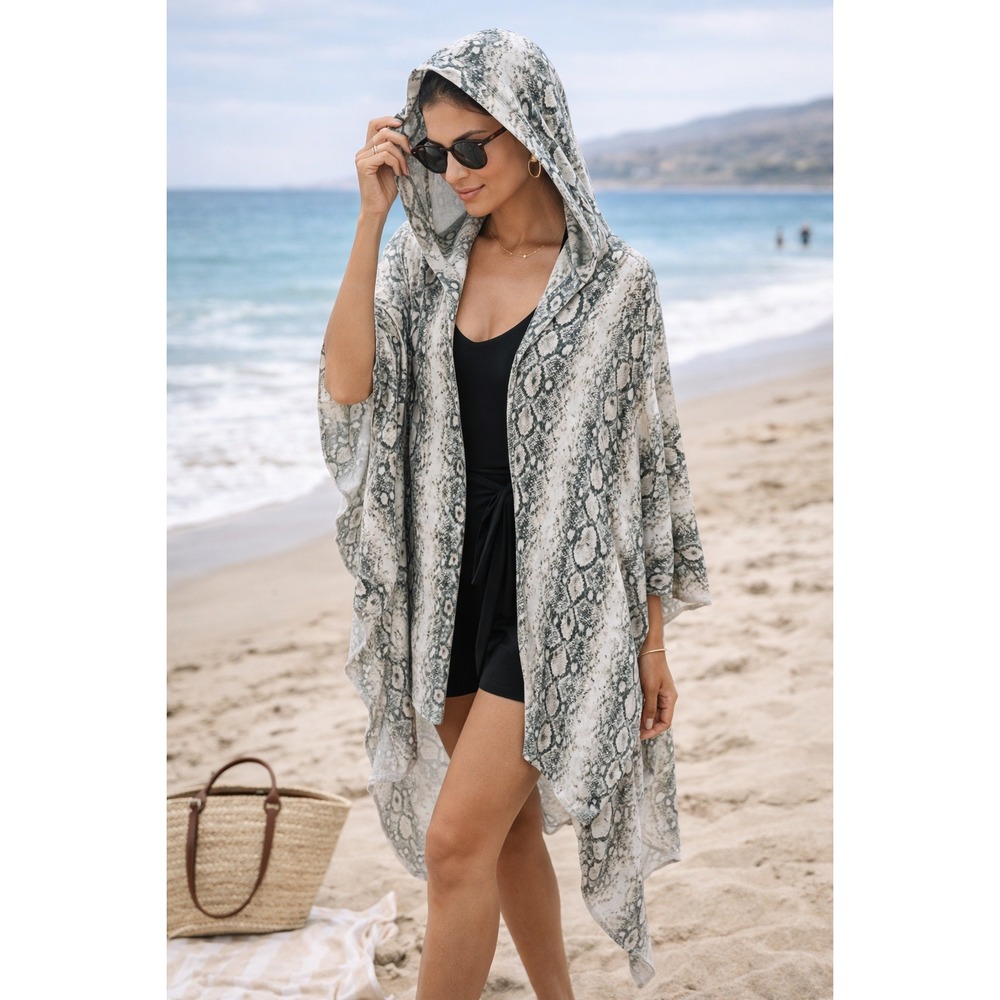 Mumu Mellow Snake Print Draped Cardigan‎ Lightweight Open Front Festival Small